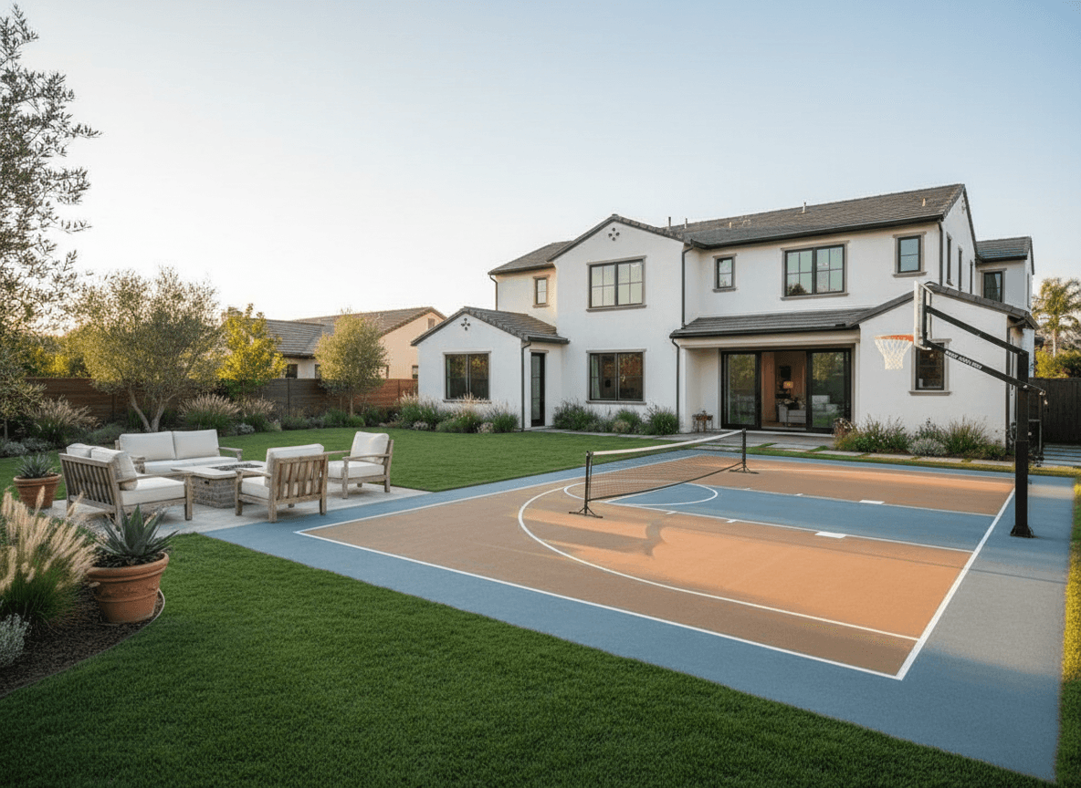 A sports court builder job seen in full