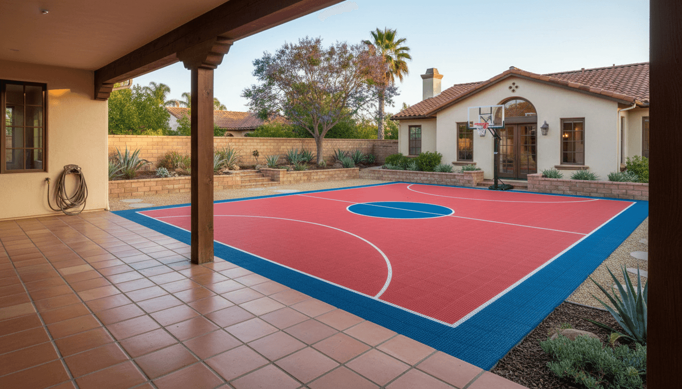 A completed sports court builder job at a house